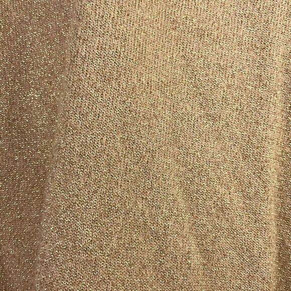 Jeanne Pierre Women's Lambswool Gold Metallic Heather Pullover Sweater Tan Med. - Picture 3 of 6